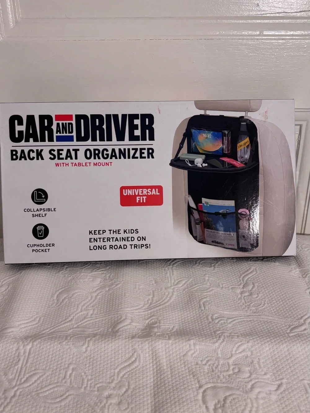Car and Driver Black Back Seat Organizer with Tablet Mount